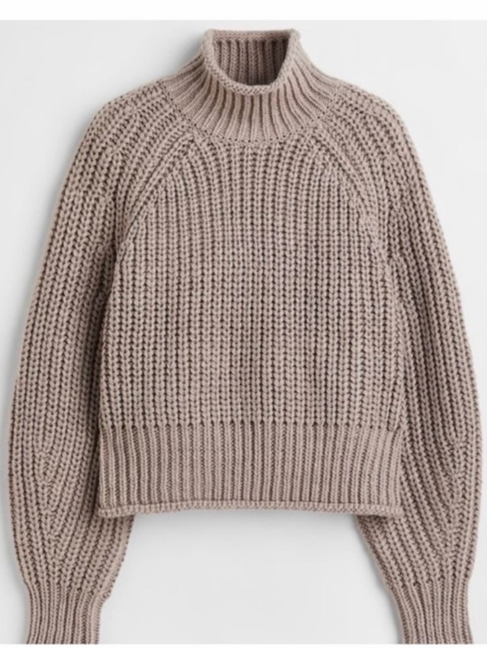 H&M Chunky Knit Turtleneck Sweater in Taupe